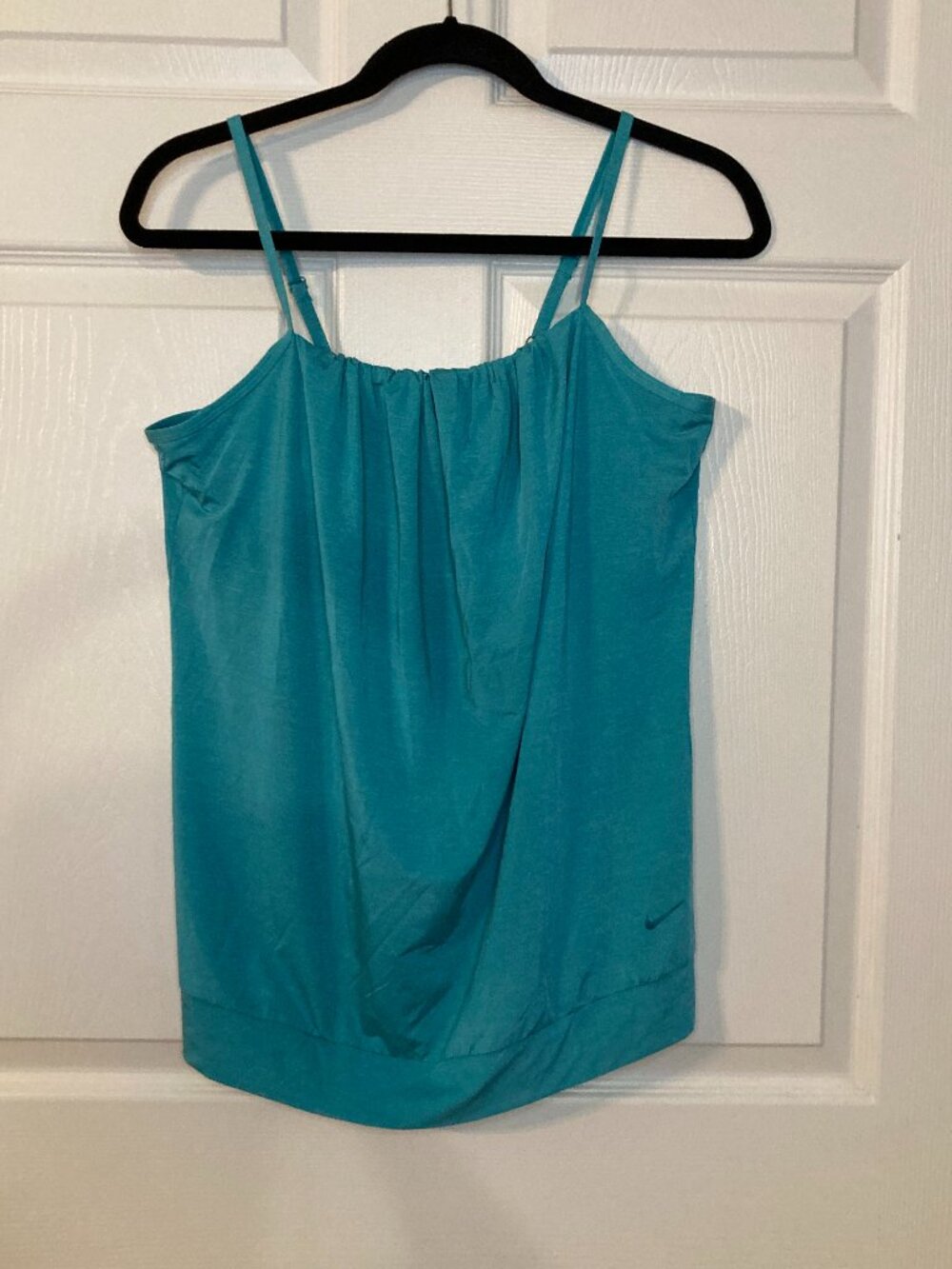 Nike Women's Teal Athletic Camisole - Built-In Bra Gathered Neckline - Size L
